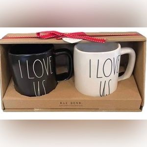 Rae Dunn I Love Us Black and White mugs